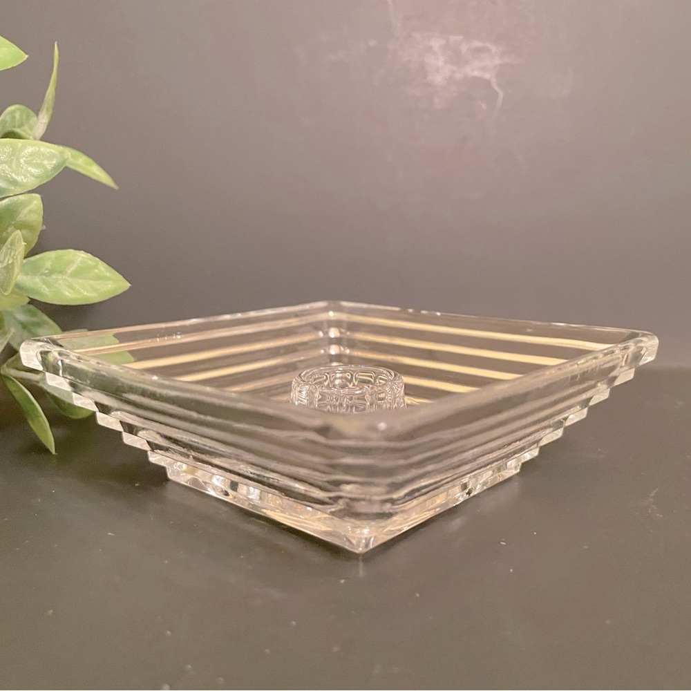 Art Deco Style Vintage Anchor Hocking Manhattan Crystal Candle Holder👗✨